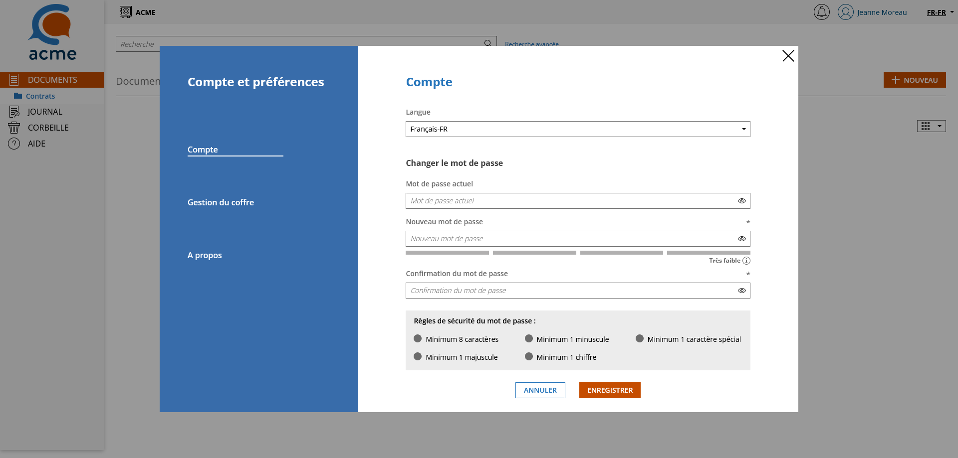 Module changement de mot de passe