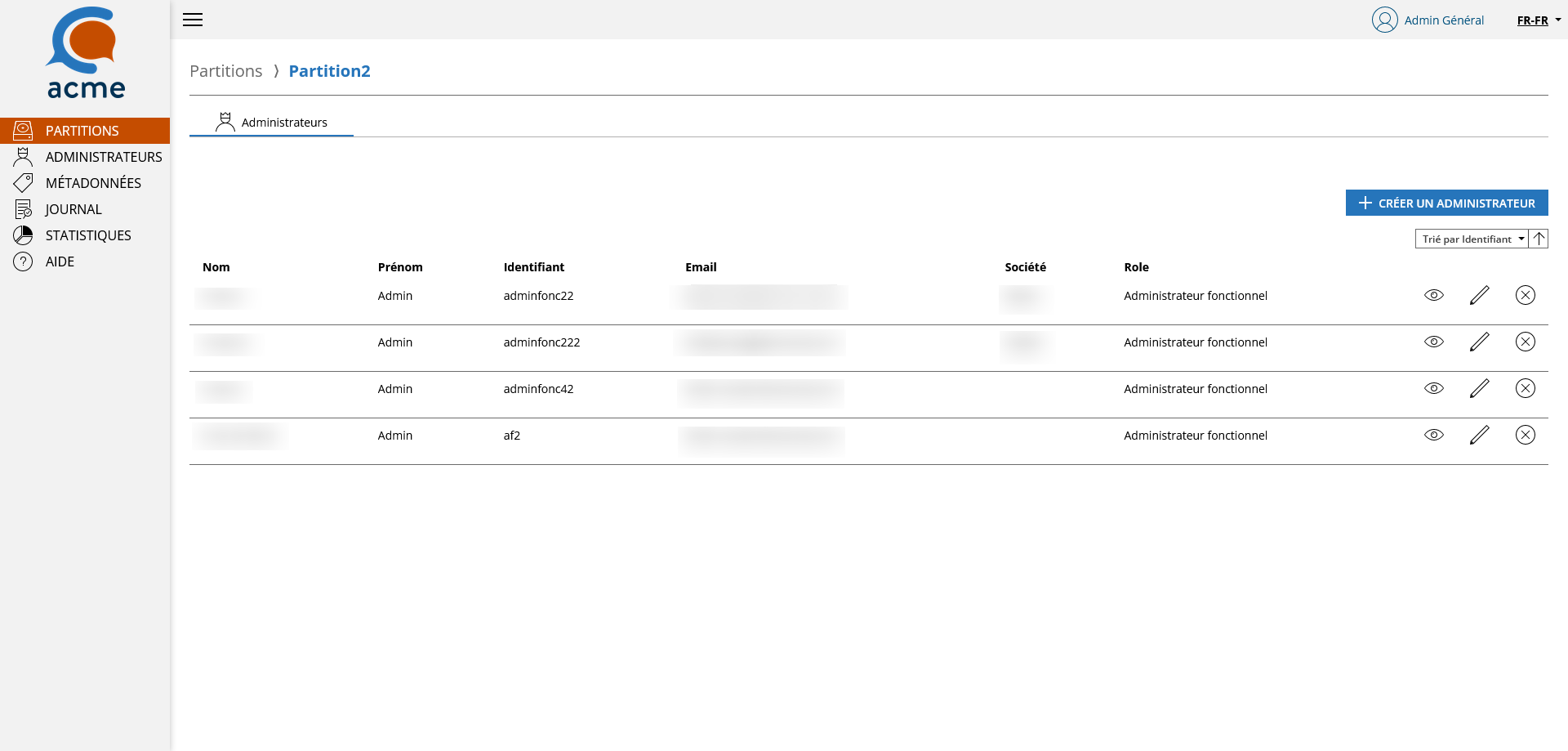 Admins partitions